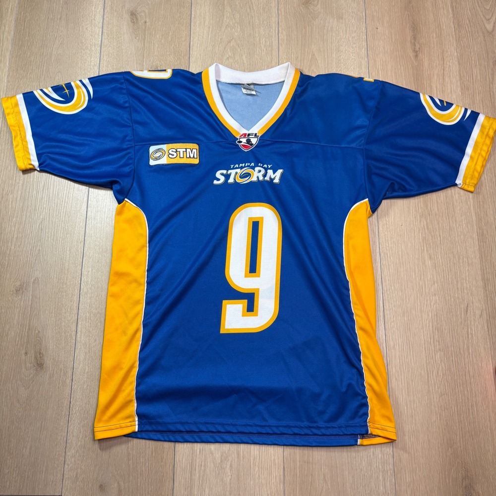 Tampa Bay Storm AFL Jersey Mens Small Blue Yellow Number 9 Arena Football League